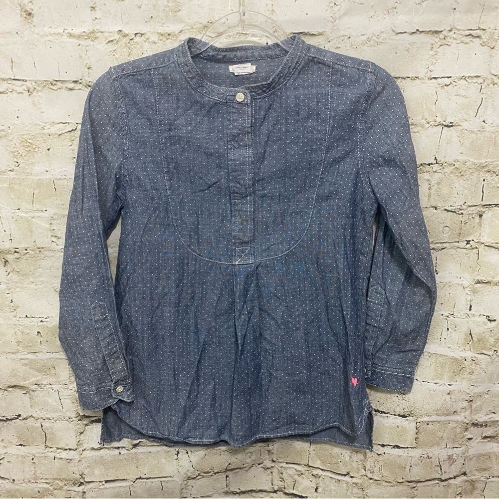 Crewcuts Blue Denim Look Polka Dot Cotton‎ Tunic Top